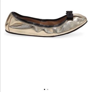 Salvatore Ferragamo My Joy Metallic Leather Ballet Flats Shoes Slip On Slides 9